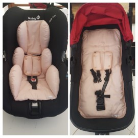 Kit Redutor para bebê conforto + colchonete de carrinho - Rose